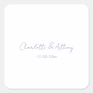 Hochzeit Elegante Kalligrafie Kreative Namen & Dat Quadratischer Aufkleber