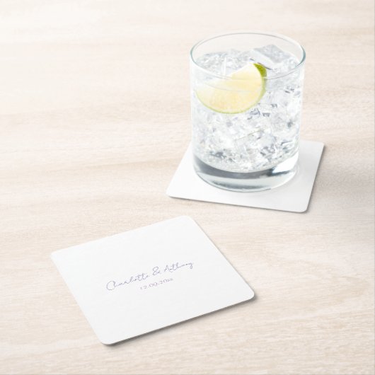 Hochzeit Elegante Kalligrafie Kreative Namen & Dat Rechteckiger Pappuntersetzer (Vor Ort)