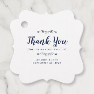 Hochzeit Elegante Kalligraphie Danke Blue White Geschenkanhänger