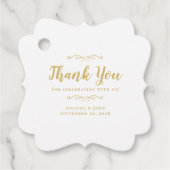 Hochzeit Elegante Kalligraphie Danke Gold White Geschenkanhänger (Vorderseite)