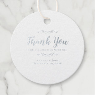 Hochzeit Elegante Kalligraphie Danke Silver Real Geschenkanhänger