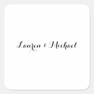 Hochzeit Elegante Minimalistische Kalligraphie Sch Quadratischer Aufkleber