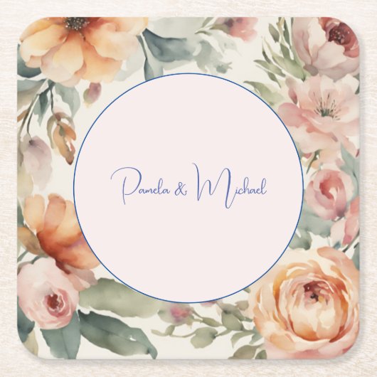 Hochzeit Elegante Minimalistische klassische Flora Rechteckiger Pappuntersetzer (Vorderseite)