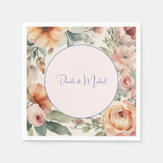 Hochzeit Elegante Minimalistische klassische Flora Serviette (Vorderseite)