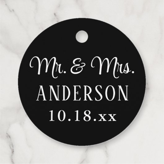 Hochzeit Elegante moderne Typografie Mr. und Mrs. Geschenkanhänger (Rückseite)