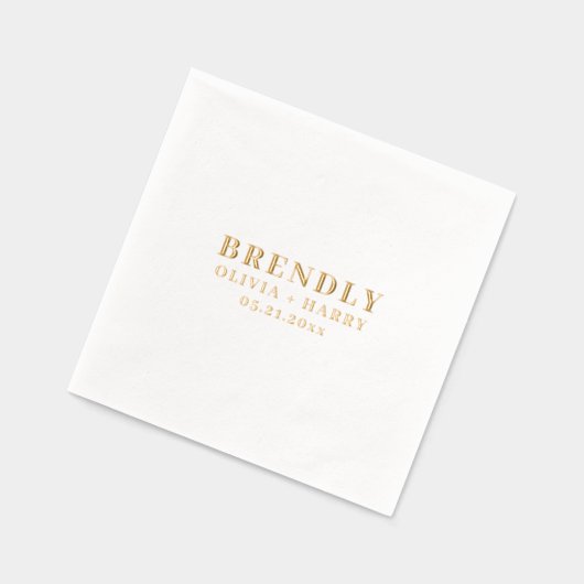 Hochzeit Elegante Monogram Names Gold Foil Napkin Servietten Mit Folie (Links)