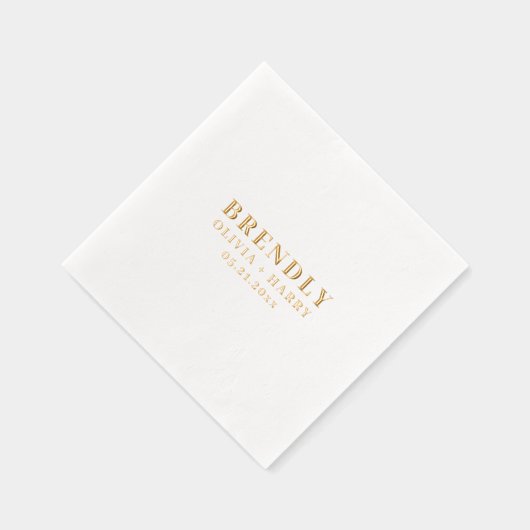 Hochzeit Elegante Monogram Names Gold Foil Napkin Servietten Mit Folie (Rechts)