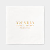 Hochzeit Elegante Monogram Names Gold Foil Napkin Servietten Mit Folie (Vorderseite)