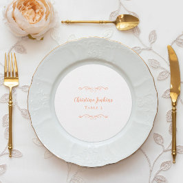 Hochzeit Elegante Peach & White Round Platzkarte
