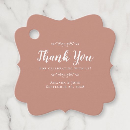 Hochzeit Elegante Rose Gold Calligraphy Vielen Dan Geschenkanhänger (Vorderseite)