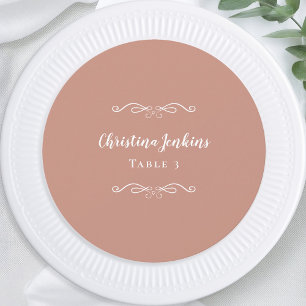 Hochzeit Elegante Rose Gold Round Guest Platzkarte