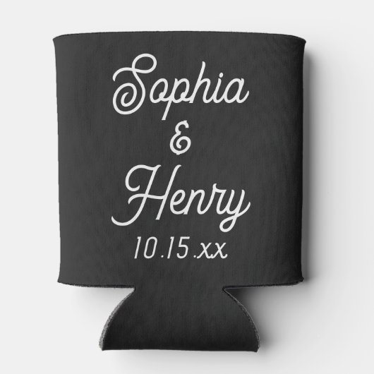 Hochzeit Elegante Script Black Modern Typografy Dosenkühler (Rückseite)