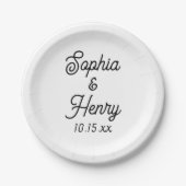 Hochzeit Elegante Script Black Modern Typografy Pappteller (Vorderseite)