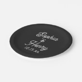 Hochzeit Elegante Script Black Modern Typografy Pappteller (Schrägansicht)