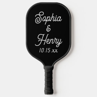 Hochzeit Elegante Script Black Modern Typografy Pickleball Schläger