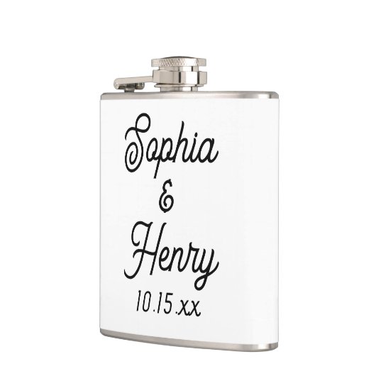 Hochzeit Elegante Script Black Typografy Flachmann (Links)