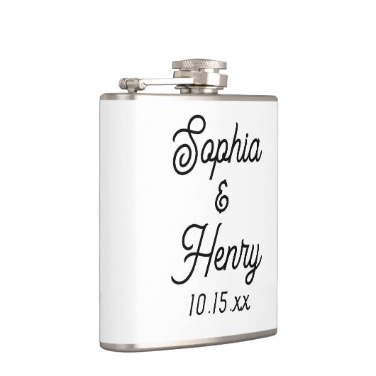 Hochzeit Elegante Script Black Typografy Flachmann (Rechts)