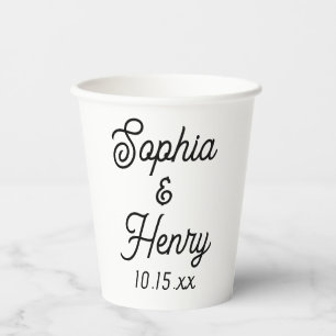 Hochzeit Elegante Script Black Typografy Pappbecher