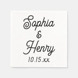 Hochzeit Elegante Script Moderne Typografie Schwar Serviette