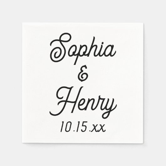 Hochzeit Elegante Script Moderne Typografie Schwar Serviette (Vorderseite)