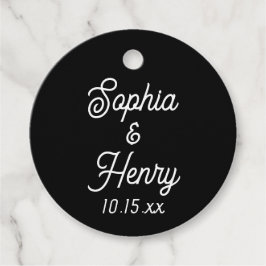 Hochzeit elegante Script Typografie Schwarz-Weiß Geschenkanhänger