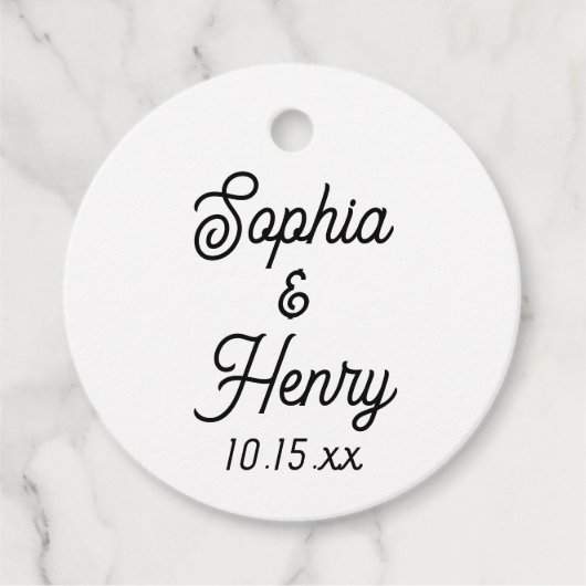 Hochzeit elegante Script Typografie Schwarz-Weiß Geschenkanhänger (Vorderseite)