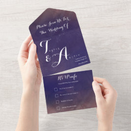 Hochzeit Elegante Typografie Lila All In One Einladung