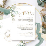 Hochzeit, elegante Vegetation mit Eukalyptus-Blätt Menükarte<br><div class="desc">Attraktives Hochzeitsmenü mit exquisiter Aquarellfarbe Eukalyptus und modernen handschriftlichen Kalligrafiedetails. Die Grünflächen in den Farben Grün, Blau, Beige, Gelb und Grün harmonieren perfekt. Zurück mit elegantem Logo-Bereich mit Namen und Datum der Paare. Möglichkeit, eigene Menüdetails hinzuzufügen. Bei Bedarf können Sie den Textbereich, die Textgröße oder den Textstil anpassen, indem Sie...</div>