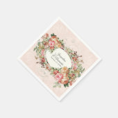 Hochzeit Elegante Vintag Blush Rose Blumenstrauß Serviette (Ecke)