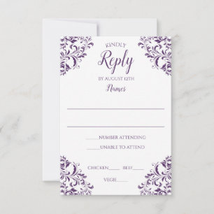 Hochzeit Elegante Vintage-Antwortkarte Pflaume / L Einladung