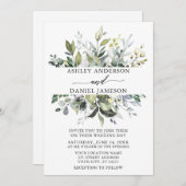 Hochzeit Elegante Wasserfarbe Botanische Vegetatio Einladung (Vorne/Hinten)