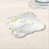 Hochzeit Elegante Wasserfarbe Elfenbeingelbe Rose Untersetzer (angewinkelt)