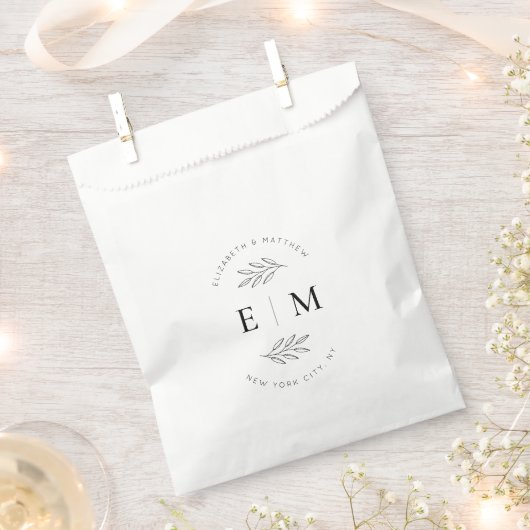Hochzeit Eleganter Chic Modern Simple Chic Monogra Geschenktütchen (Ausgeschnitten)