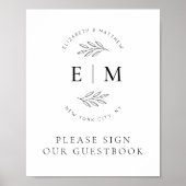 Hochzeit Eleganter Chic Modern Simple Chic Monogra Poster (Vorne)