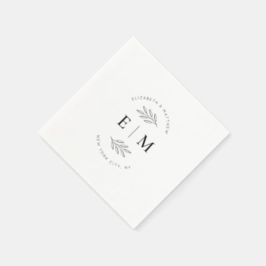 Hochzeit Eleganter Chic Modern Simple Chic Monogra Serviette (Ecke)
