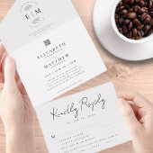 Hochzeit Eleganter Chic Moderne einfache QR-Mahlze All In One Einladung