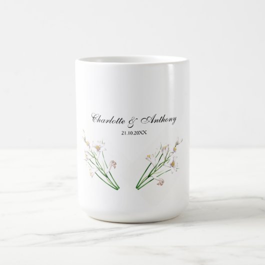 Hochzeit Eleganter Creative Floral White Chic Kaffeetasse (Mittel)