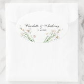 Hochzeit Eleganter Creative Floral White Chic Ovaler Aufkleber (Tasche)