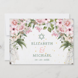 Hochzeit Eleganter jüdischer Chuppah Floral Foliag Einladung