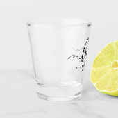 Hochzeit Eleganter Kalligrafie-Script-Liebe Schnapsglas (Links)