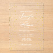 Hochzeit Eleganter romanischer Script-Gold-Speck Acryleinladungen (Vorderseite)