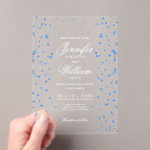 Hochzeit Eleganter Romantischer Script Blue Speck Acryleinladungen (Insitu (Handheld))