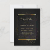 HOCHZEIT | Eleganter Schwarz-Gold-Glitzer Einladung (Vorderseite)