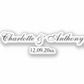 Hochzeit Eleganter Script kreativ Schwarz-weiß Aufkleber (Vorderseite)