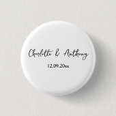 Hochzeit Eleganter Script kreativ Schwarz-weiß Button (Vorderseite)