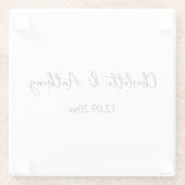 Hochzeit Eleganter Script kreativ Schwarz-weiß Glasuntersetzer (Rückseite)