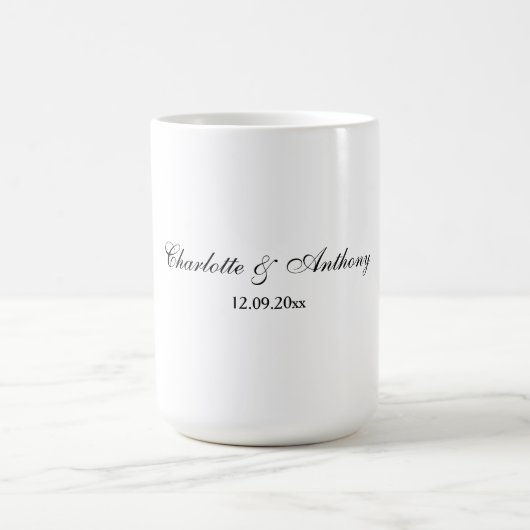 Hochzeit Eleganter Script kreativ Schwarz-weiß Kaffeetasse (Mittel)