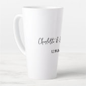 Hochzeit Eleganter Script kreativ Schwarz-weiß Milchtasse (Linke Ecke)