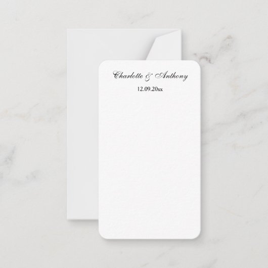 Hochzeit Eleganter Script kreativ Schwarz-weiß Mitteilungskarte (Vorderseite)