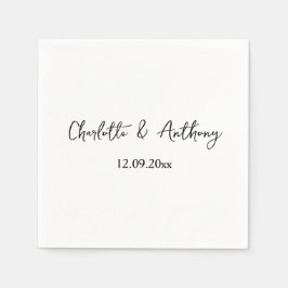 Hochzeit Eleganter Script kreativ Schwarz-weiß Serviette